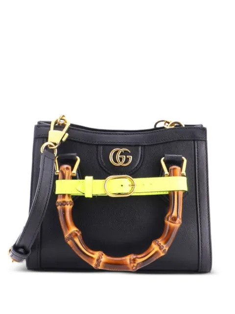 Gucci Pre-Owned Diana NM Bamboo Handle Tote Leather Mini crossbody bag Black 312EUEEIXNUAZ3X7