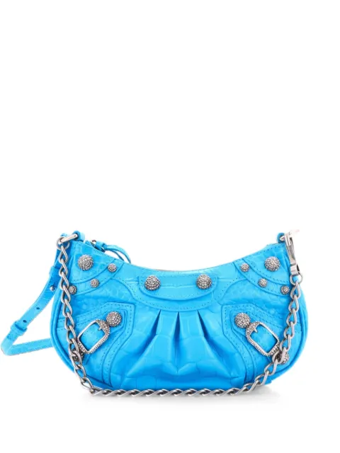 Balenciaga Pre-Owned Le Cagole Giant Studs Shoulder Bag Leather with Crystals Mini crossbody bag Blue L5QWM197H4XWFGV1