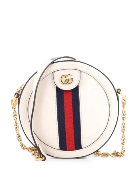 Gucci Pre-Owned Ophidia Round Shoulder Bag Leather Mini crossbody bag Neutrals VCFIQGQELAEBYF32