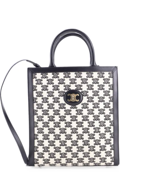 Celine Pre-Owned Vertical Cabas Embroidered Canvas with Leather Small tote bag Black 5L66AQFWVR819OMU