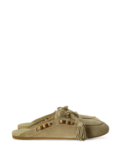 Miu Miu bead-embellished tassel-detail mules Neutrals 5R517E054
