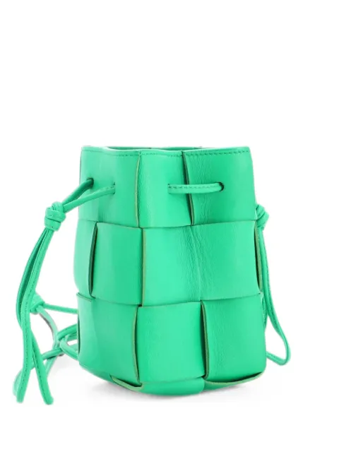 Bottega Veneta Pre-Owned Cassette Maxi Intrecciato Plisse Leather Small bucket bag Green LHLARDTVU1GVO1Z3