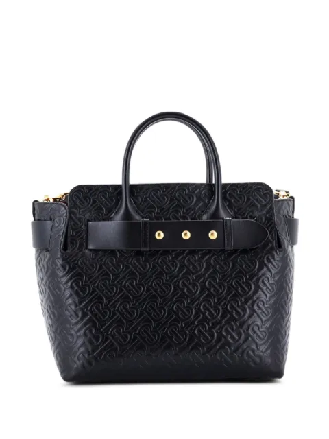 Burberry Pre-Owned Belt Monogram Embossed Leather Small tote bag Black WETZRCL3R1Y6RD8V