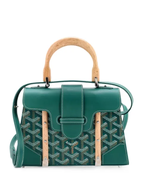 Goyard Pre-Owned Structured Saigon Top Handle Bag Coated Canvas with Leather Mini satchel Green WGXNO1RZLXYFJSDR