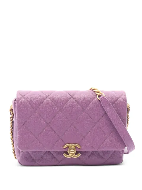 CHANEL Pre-Owned 2021s small Flap Caviar-leather shoulder bag Purple 1087647J1XXKK1H