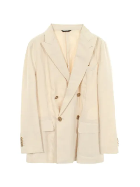 Giorgio Armani Pre-Owned 2000s raw-edge double-breasted blazer Neutrals 1065636