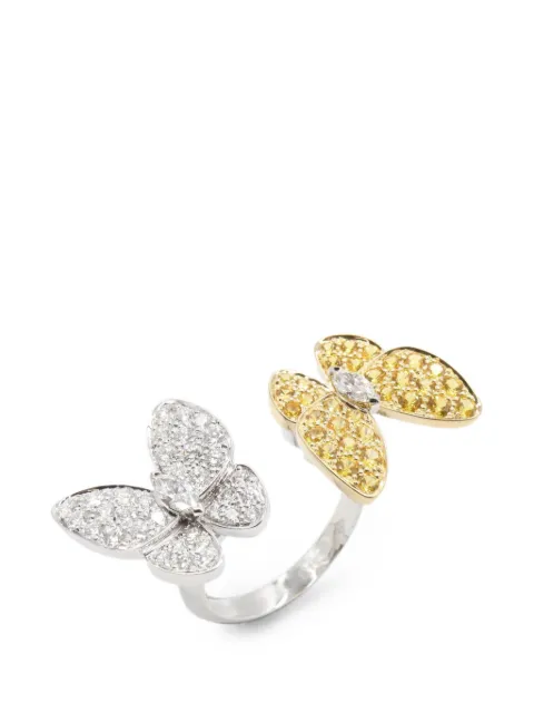 Van Cleef & Arpels Pre-Owned 2010s Between the Finger Two Butterfly diamond and sapphire ring Silver 1086861JX119541