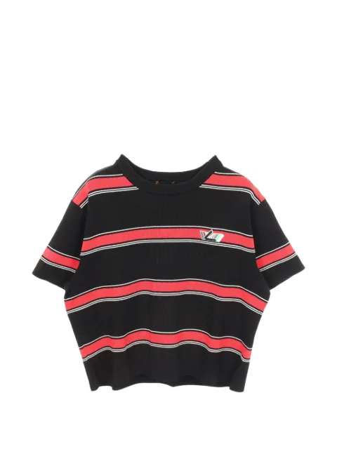 Louis Vuitton Pre-Owned 2010s striped cropped T-shirt Black 1088070