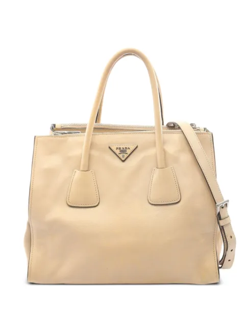 Prada Pre-Owned 2000s triangle logo 2-Way tote bag Neutrals 1089437