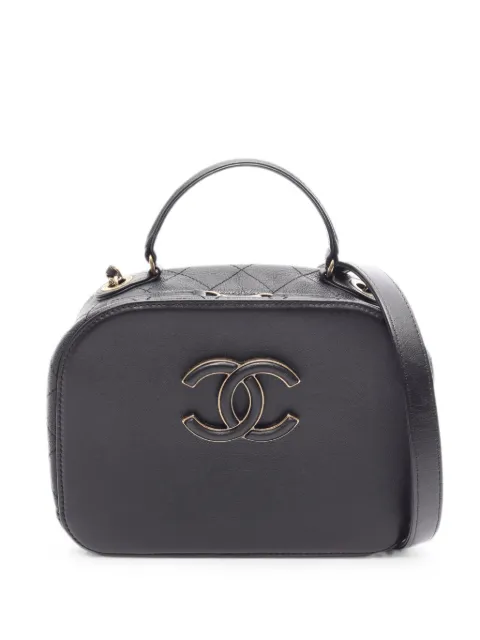 CHANEL Pre-Owned 2017-2018 matelassé CC makeup bag Black 108971224496846