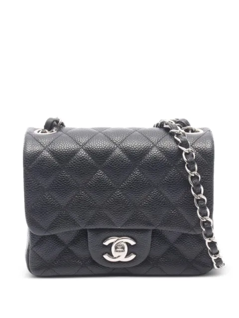 CHANEL Pre-Owned 2014-2015 mini Square Flap quilted CC turn-lock crossbody bag Black 108997720006383