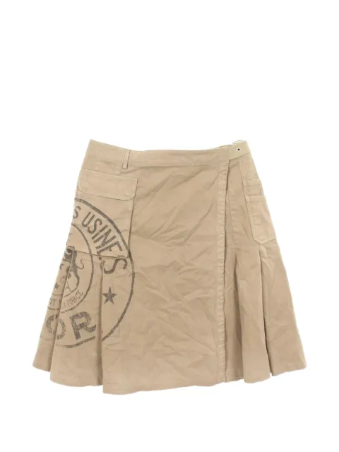 Christian Dior Pre-Owned 2010s pleated wrap mini skirt Neutrals 1088090