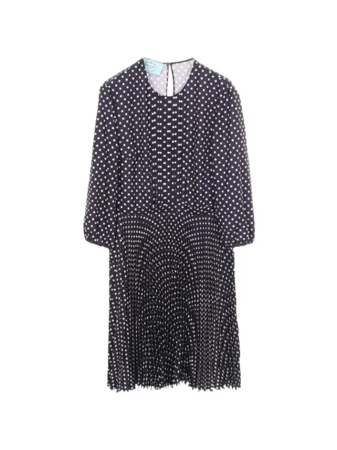 Prada Pre-Owned 2000s pleated polka-dot midi dress Blue 1080201
