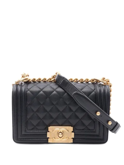 CHANEL Pre-Owned 2021-2022 small Boy Chanel Caviar-leather shoulder bag Black 108969331283955