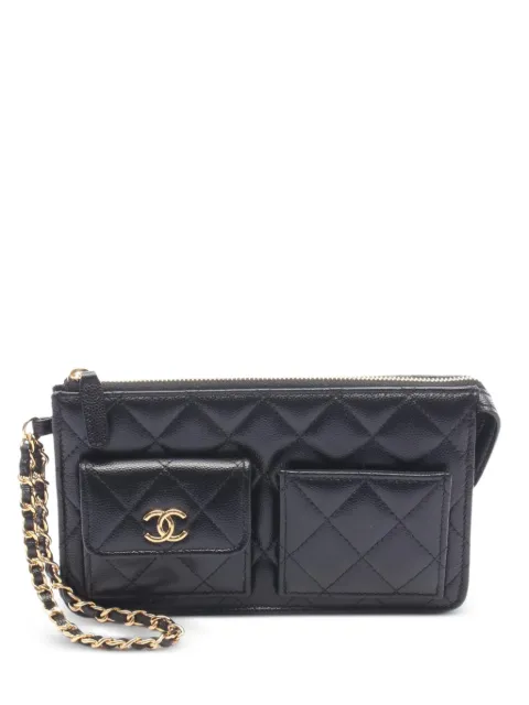 CHANEL Pre-Owned 2021 Polly Pocket Caviar-leather clutch mini bag Black 1088594U4K7AU4G