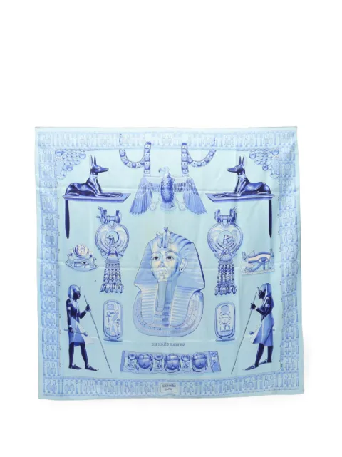 Hermès Pre-Owned 2000s 90 Tutankhamun printed scarf Blue 1085521