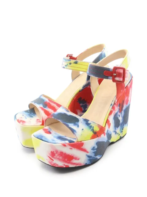 Loewe Pre-Owned tie-dye wedge sandals Red 1088116