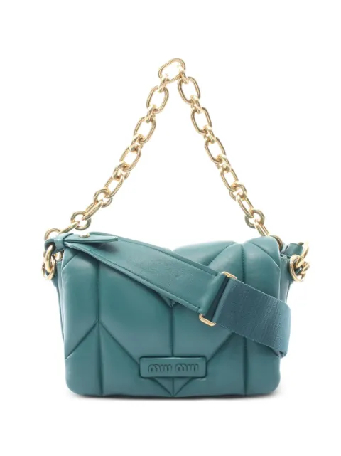 Miu Miu Pre-Owned 2010s Trapuntata quilted shoulder bag Green 1087504