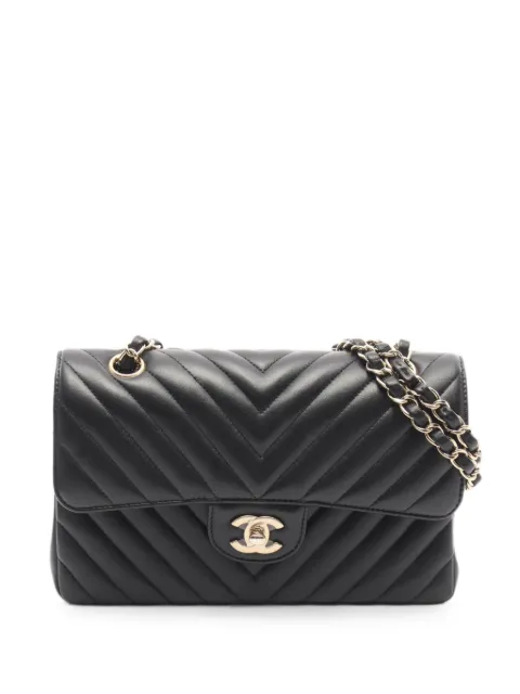 CHANEL Pre-Owned 2020-2021 Double Flap Chevron V-stitch shoulder bag Black 108968130025918
