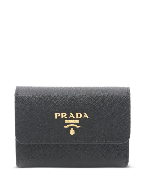 Prada Pre-Owned 2020s Saffiano Metal trifold wallet Black 1089644