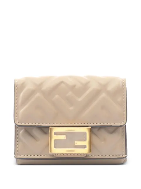 Fendi Pre-Owned 2020s FF logo trifold wallet Neutrals 1089477