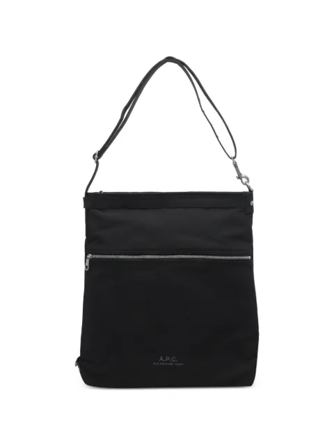 A.P.C. Archive logo-print zip-pocket messenger bag Black PSANLH67006