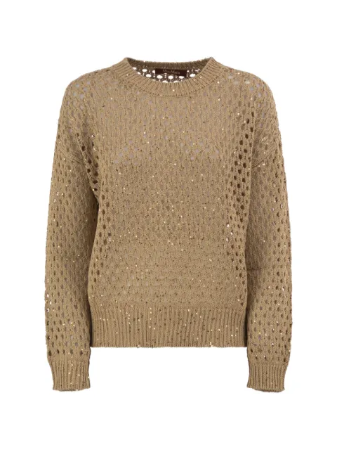 Max Mara sequin-embellished openwork sweater Neutrals 2626366141600001