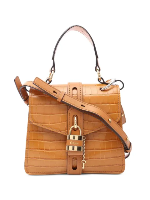 Chloé Pre-Owned 2010s Aby croc-embossed handbag Neutrals 1087503
