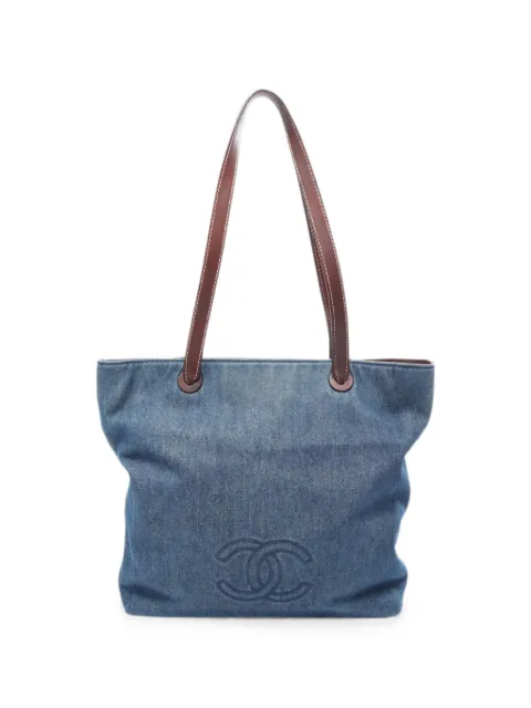 CHANEL Pre-Owned 1997-1999 Coco Mark CC logo tote bag Blue 1089608