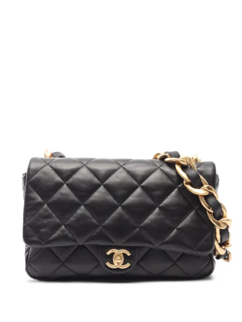 CHANEL Pre-Owned large matelassé chain shoulder bag Black 1087638G9G8E1J6