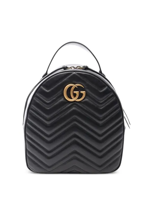 Gucci Pre-Owned 2010s GG Marmont chevron-pattern leather backpack Black 1087512