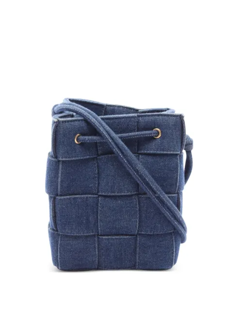 Bottega Veneta Pre-Owned 2010s small Cassette denim bucket bag Blue 1088362