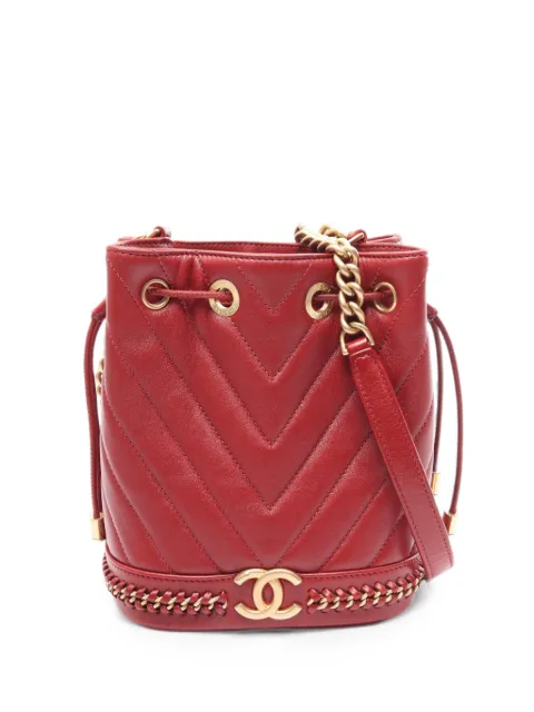 CHANEL Pre-Owned 2017-2018 Chevron V-stitch mini bag Red 108994624428050