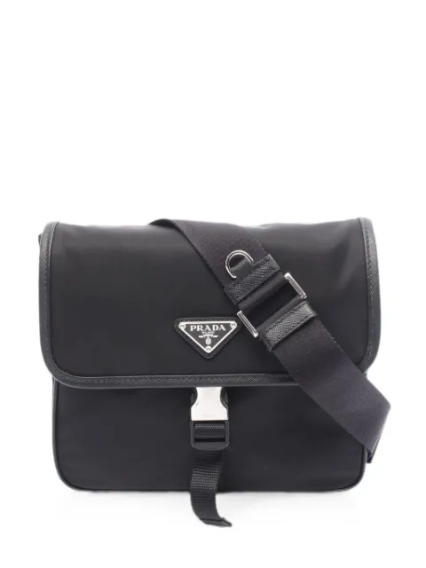 Prada Pre-Owned 2020 Small Saffiano leather trim shoulder bag Black 1089660