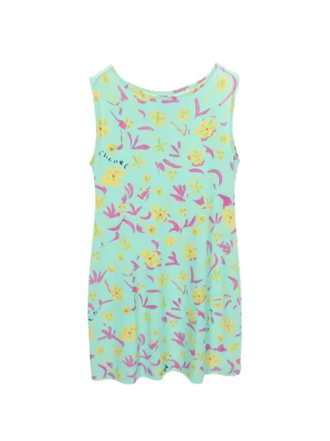 CHANEL Pre-Owned 2010s floral-print sleeveless mini dress Blue 1085099