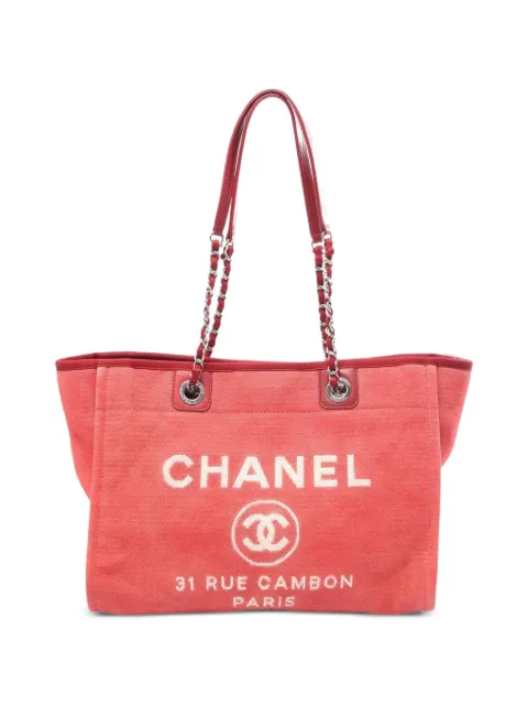 CHANEL Pre-Owned 2012 Deauville chain tote bag Red 108960616063579