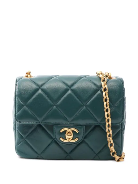 CHANEL Pre-Owned Matelassé chain-strap mini shoulder bag Green 1087657NLH5CHH5