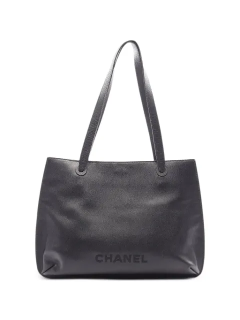 CHANEL Pre-Owned 1997-1999 logo-detail tote bag Black 10884095503951
