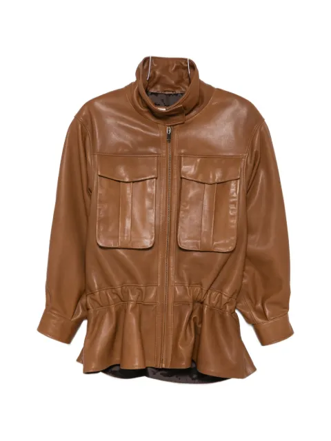 ducie Hope high-neck leather jacket Brown HOPE