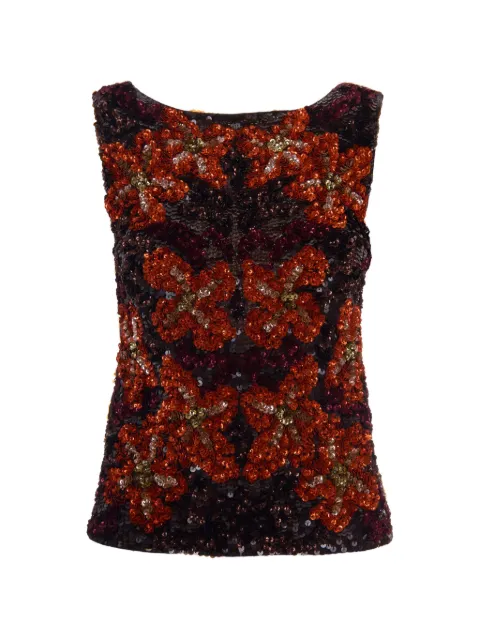 P.A.R.O.S.H. sequin-embellished floral-pattern top Orange D311759808