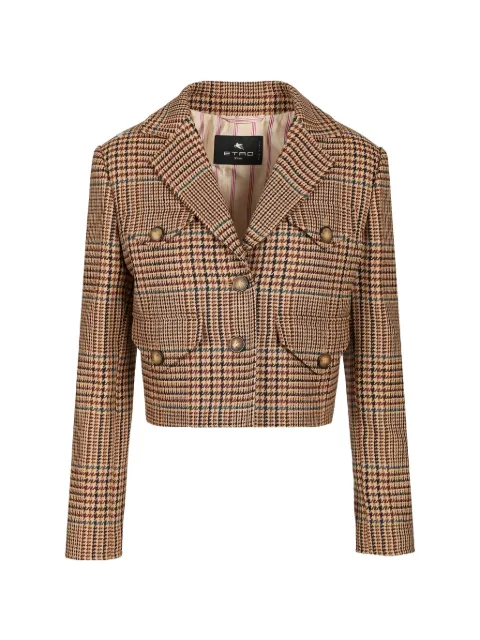 ETRO check-pattern cropped jacket Neutrals WRCA012999TQ218