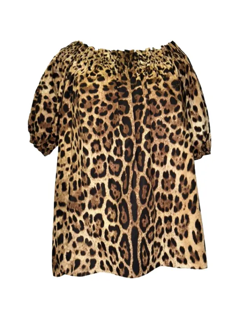 Dolce & Gabbana Pre-Owned Leopard-print off-shoulder top Neutrals RFCPUGBCL760379W