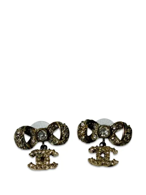 CHANEL Pre-Owned Crystal CC bow drop earrings Gold RFCPUGBJE758177W