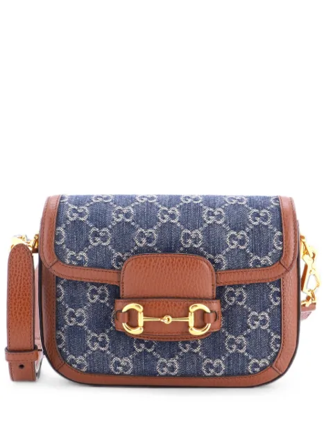 Gucci Pre-Owned Horsebit 1955 GG Denim Mini shoulder bag Blue FL4AHAMVU2UE8K88