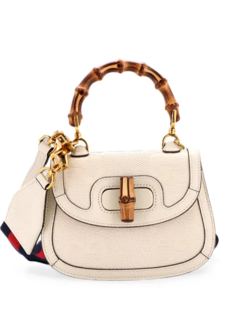 Gucci Pre-Owned Bamboo 1947 Top Handle Bag Jumbo GG Canvas Mini crossbody bag Neutrals 11JSIWEA5CW18O69
