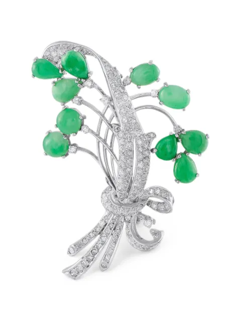 LB Exclusive jade and diamond brooch Silver MF42062526