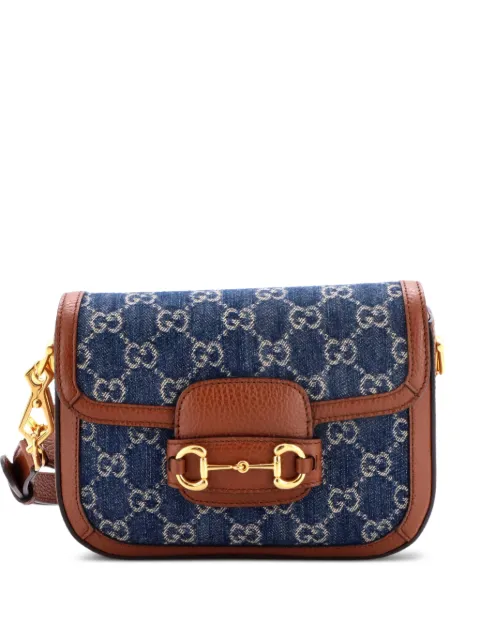 Gucci Pre-Owned Horsebit 1955 GG Denim Mini shoulder bag Blue MWHH78BIQTEB5Z4T