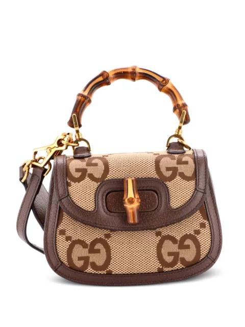 Gucci Pre-Owned Bamboo 1947 Top Handle Bag Jumbo GG Canvas Mini crossbody bag Brown XDMYPT3739OBZYHP