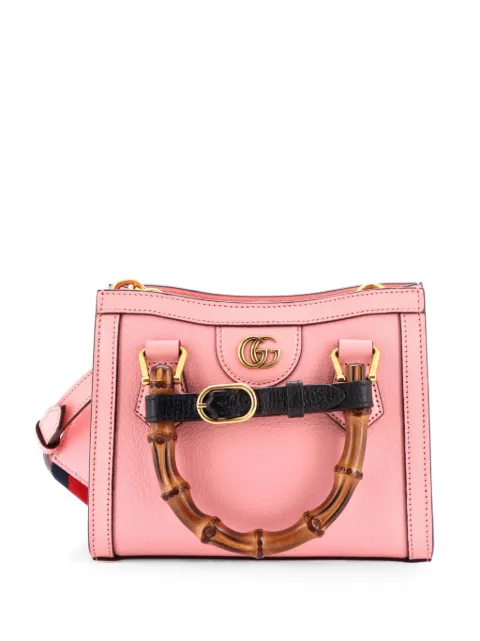 Gucci Pre-Owned Diana NM Bamboo Handle Tote Leather Mini crossbody bag Pink WWYZ2CTPS428V0N0
