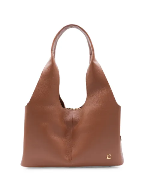 Coccinelle logo-plaque pebbled-leather shoulder bag Brown E1VOF110101